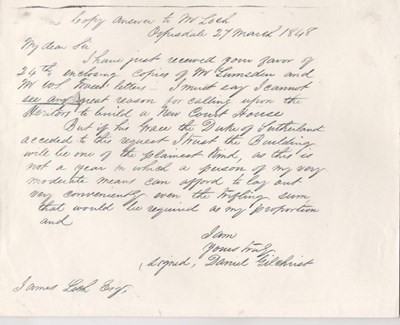 Letter from Daniel Gilchrist to James Loch re courthouse