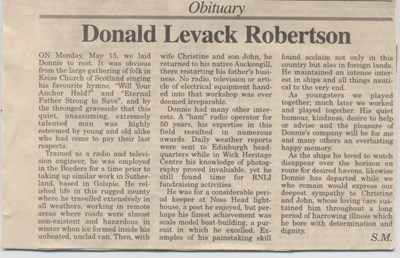 Obituary for Donald Levack Robertson