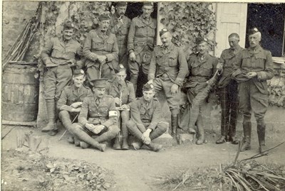 Officers outside Bn HQ Billet at Septmonts