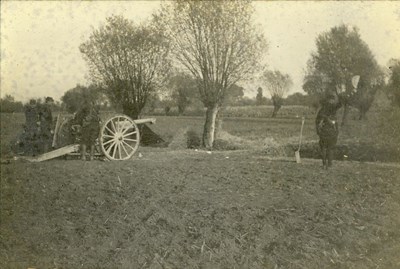 Battery of French guns in action