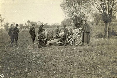 French guns in action.  No. 1 gun & its team