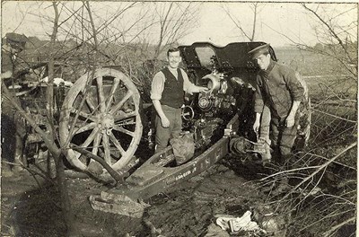 British 18 Pounder Gun in concealed shelter