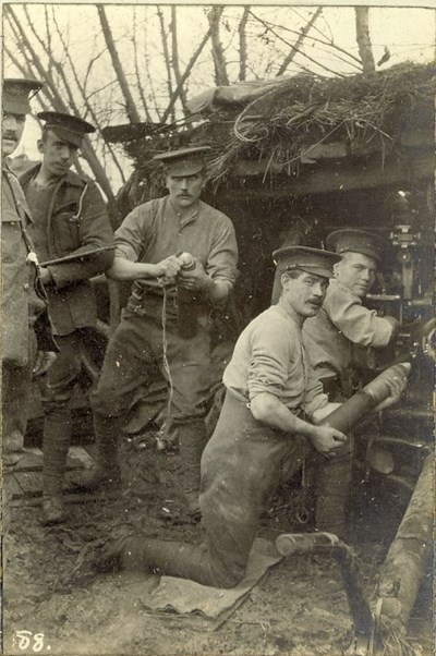 British 18 Pounder Gun in concealed shelte