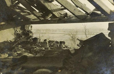 British lines from the shelled roof of farm
