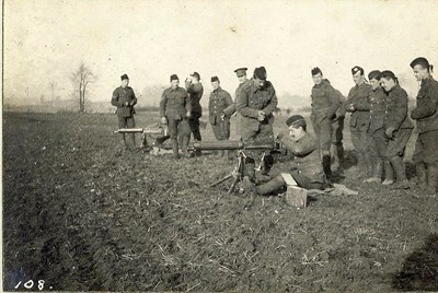 The machine guns treating the barbed wire