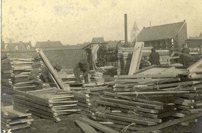 The R.E. yard - piles of 'dug-out' frames