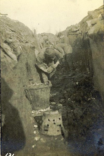 Brick laying to keep trenches dry