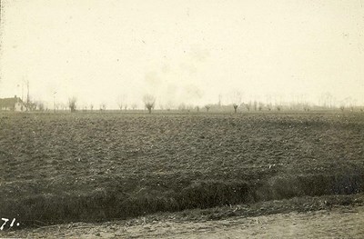 ‘C’ lines H.Q. being shelled and burning