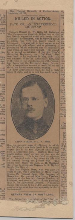 Newspaper Obituary Capt Rose