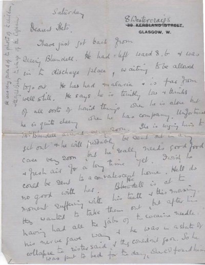 Letter to Mrs Hetty Rose concerning Pte Blundell