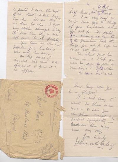 Letter to Mrs Hetty Rose concerning personal effects