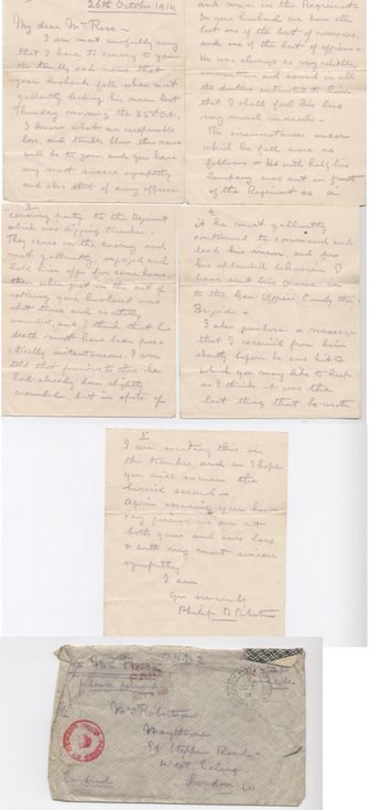 Letter from Col Robertson to Mrs Rose