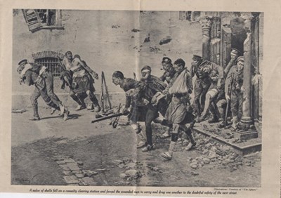 Newspaper photograph of a casualty clearing station