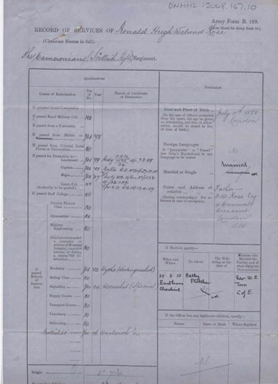 Record of Service Ronald Rose