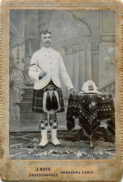 Donald Mackay in full dress tropical uniform Seaforth Highlanders