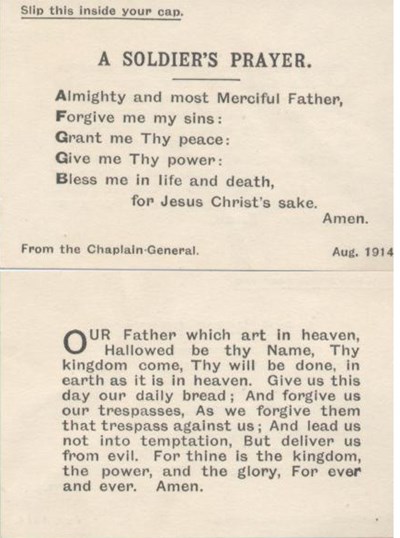 A Soldier's Prayer card