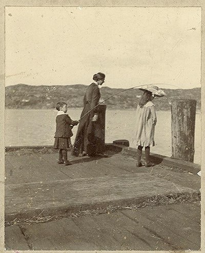 Family group on pier