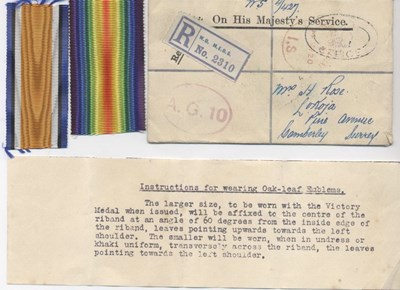 Registered letter for HM Medal Office