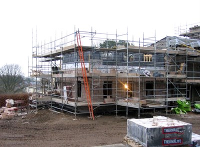Views of reconstruction work at Burghfield Hotel