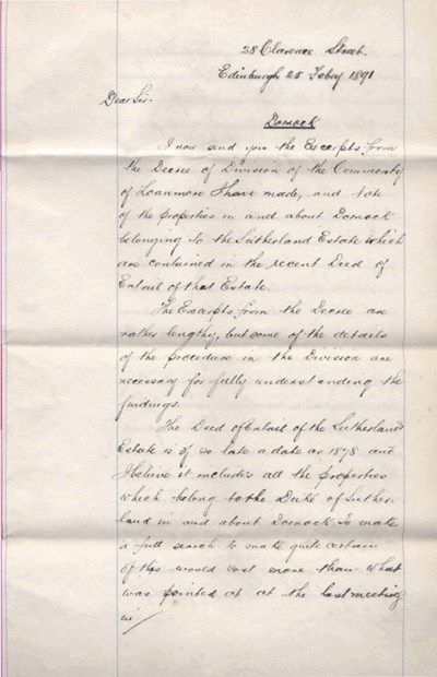 Letter from William Traquair to William Officer ~ 1891