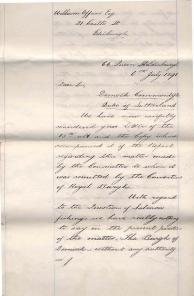 Letter from Tods Murray & Jamieson  to William Officer ~ 1891