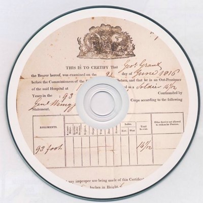 CD with images of Royal Hospital Chelsea discharge papers