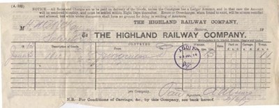 Highland Railway Company bill ~ 1913