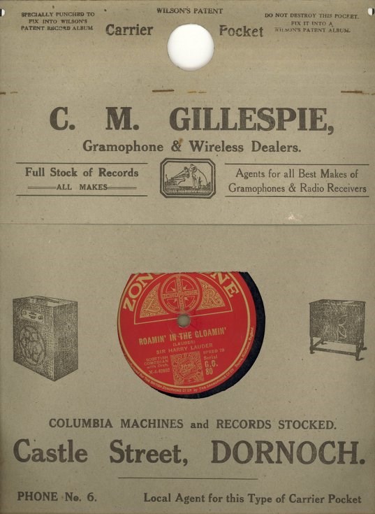 C M Gillespie 78 rpm record sleeve