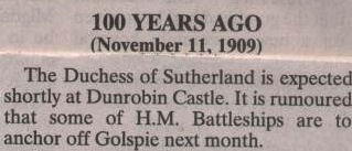 Northern Times reference to Battleships off Golspie