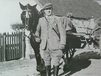 Bill Wright with milk cart