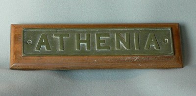 Nameplate from SS Athenia lifeboat