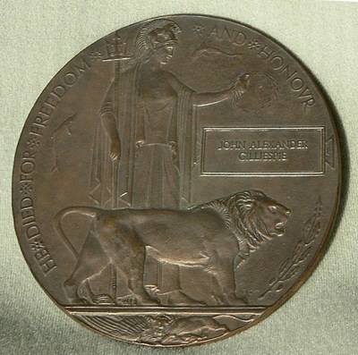WW1 plaque John Alexander Gillespie