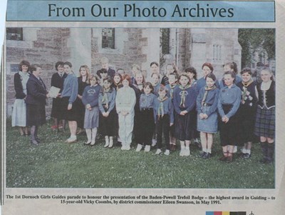 Photograph of 1st Dornoch Girl Guides Parade of Honour 1991