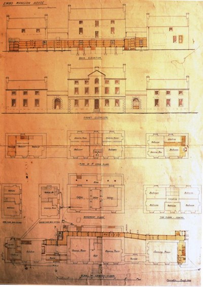 Plan and elevations of Embo House 1910