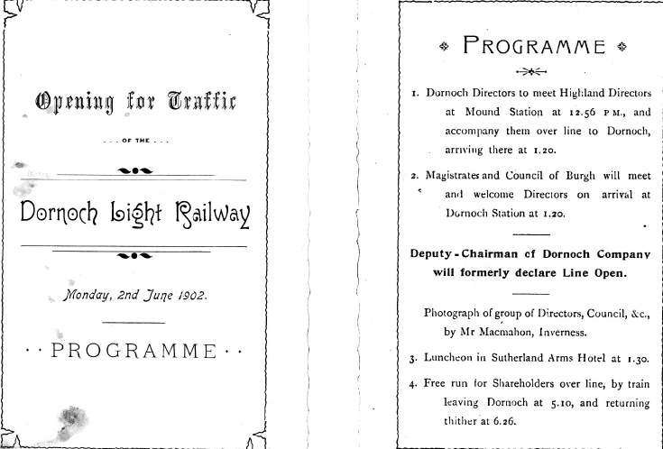 Dornoch Light Railway opening programme