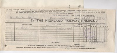 Bill from Highland Railway Co 1916