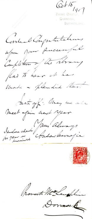 Letter from Andrew Carnegie