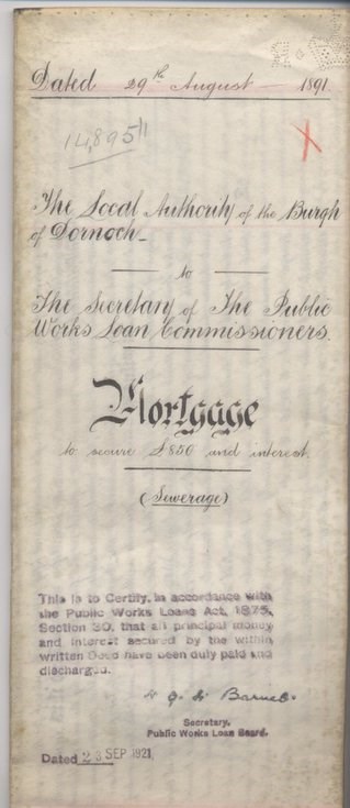 Council mortgage for sewerage works 1891