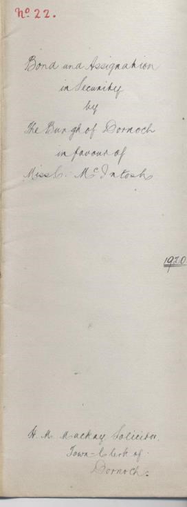 Bond in favour of Catherine McIntosh 1920