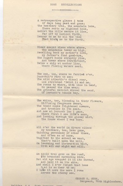 Home Recollections - poem about Dornoch