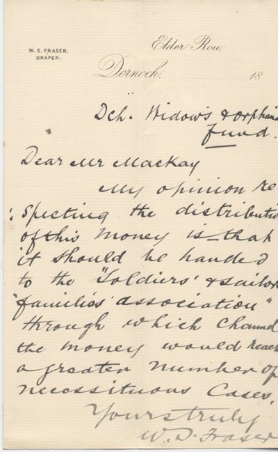 Letter from W.S. Fraser