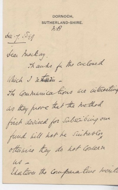 Letter from Arthur Ryle