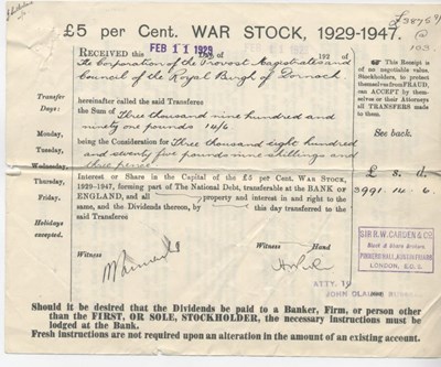 War Loan stock purchase and sale 1929-1931