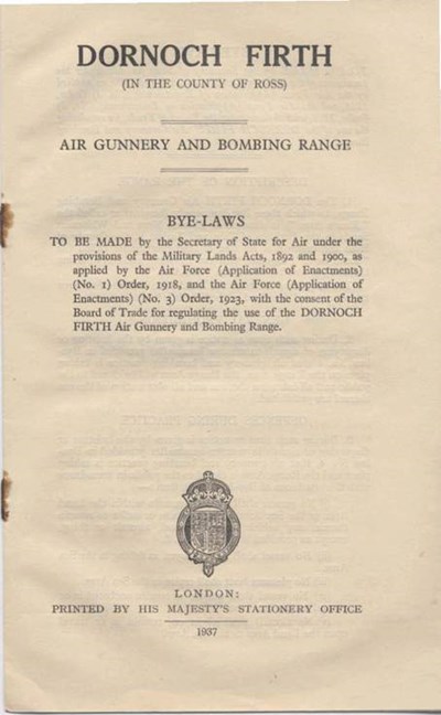 Dornoch Firth Air Gunnery and Bombing Range Bye-Laws