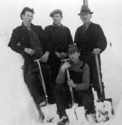 Digging out deep snow February 1955