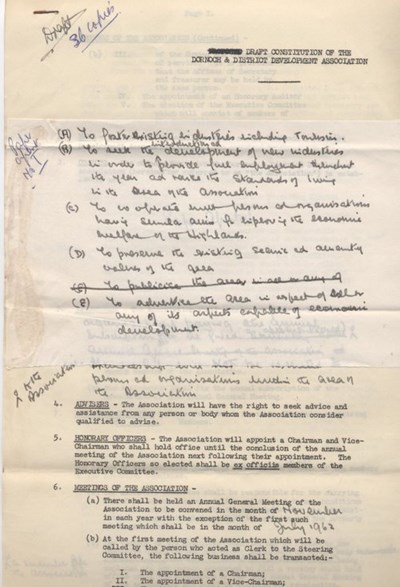 Constitution of Dornoch & District Development Association 1962