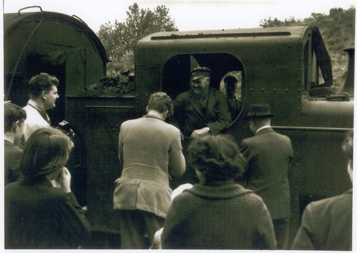 Driver Tom Fraser with admiring crowd