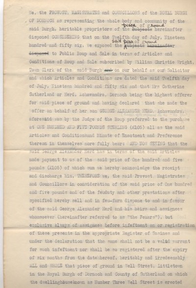 Feu disposition in favour of George Herd 1956