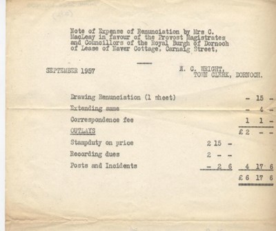 Renunciation of lease by Christina Calder 1957