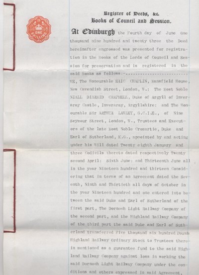 Discharge by Duke of Sutherland in favour of William Whitelaw 1923